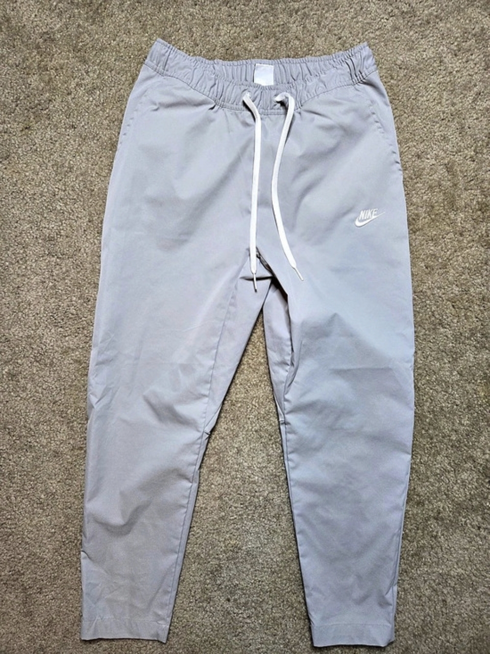 Nike Men's Woven Tapered Leg Pants Grey White Size M Athleisure Track
